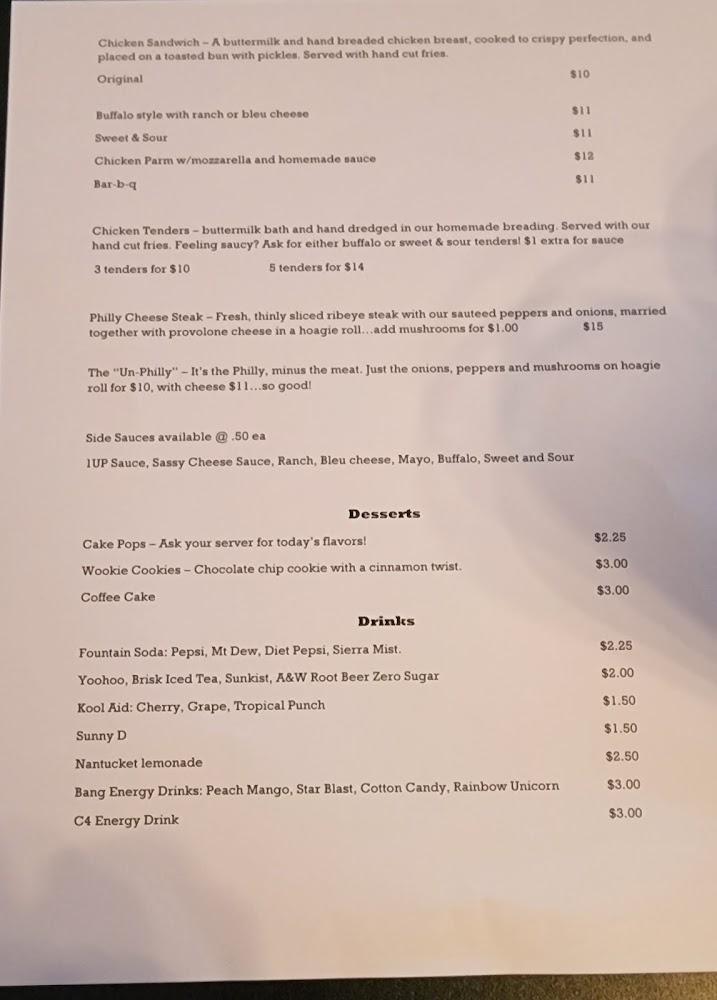1UP Arcade & Pub Menu image 3